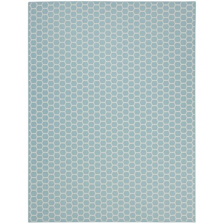 Homeroots 9' X 12' Aqua And Ivory Geometric Indoor Outdoor Area Rug 556306