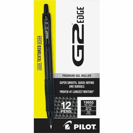Pilot Gel Pens, 0.7 mm Fine Pen Point, Refillable, Black Ink, Gel-based, Tungsten Carbide Tip, 1, 12PK 19855