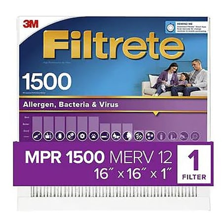 Filtrete Allergen, Bacteria & Virus Air Filter, 1500 MPR, 16 in x 16 in x 1 in, Pleated, MERV 12 2016DC-4