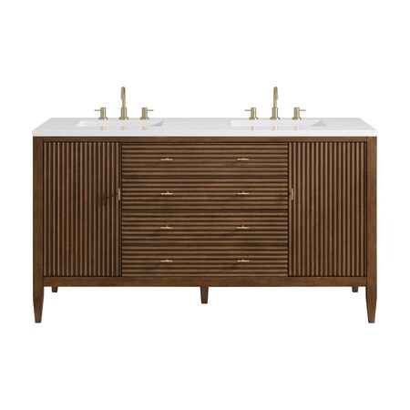 James Martin Vanities Vanity, without top, Mid-Century Walnut, 59.88 in W x 23.5 in D, 485-V60D-M-WLT
