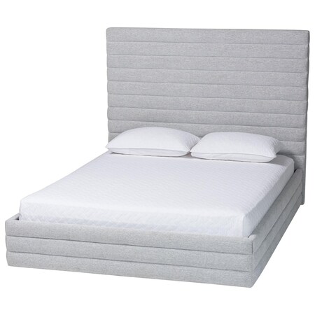 Baxton Studio Cadmus Modern Light Grey Channel-Tufted Fabric Queen Platform Bed 254-13993-ZORO
