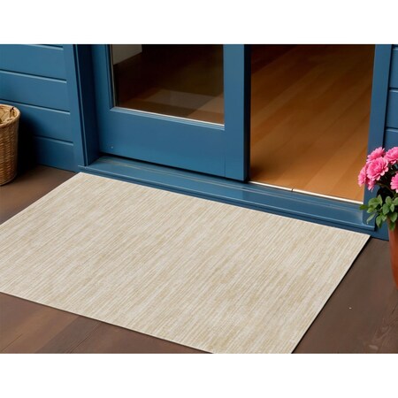 Homeroots 3' X 5' Ivory And Gold Abstract Indoor Outdoor Area Rug 572342
