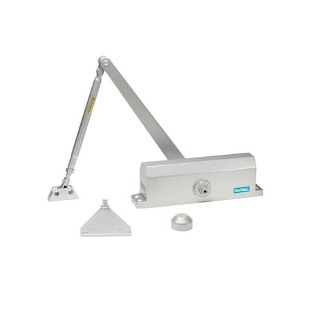 Global Door Controls Commercial Grade 3 Door Closer with Parallel Arm Bracket in Aluminum - Size 3 TC2203-PA-AL