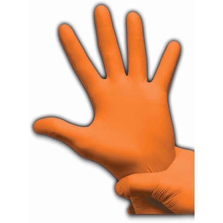 Ironclad Performance Wear Disposable Gloves, 8 mil Palm, Nitrile, Powder-Free, 100 PK, Orange M02065