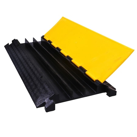 Kable Kontrol Cable Ramp, 3 in H, 38 in L, 20 in W, 3 Channel, Polyurethane/Rubber, Black, Yellow CP9973