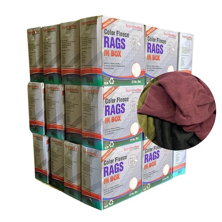 Supremeplus Recycled Color Sweatshirt Cleaning Rags (25 lbs/PK - 1000 lbs. Pallet), Compressed Box, 40PK SP-9411