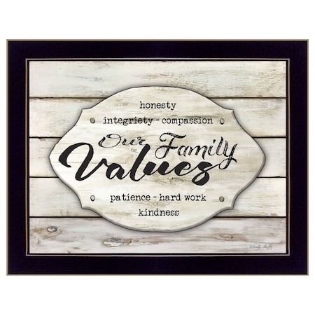 Homeroots Our Family Values 1 Black Framed Print Wall Art 415309