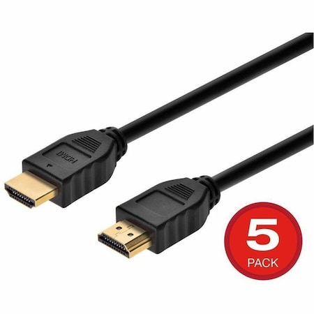 Monoprice 4K High Speed HDMI Cable - 4K 60Hz 18Gbps HDR CL2 In-Wall Rated No Logo 5ft Black - 5 Pac 39523