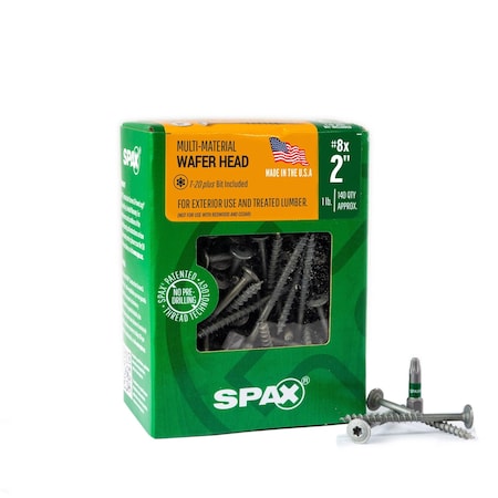 Spax #8 x 2 in Exterior Wood Deck Screws Construction Wafer Head T-Star Plus, 140PK 4281670400504