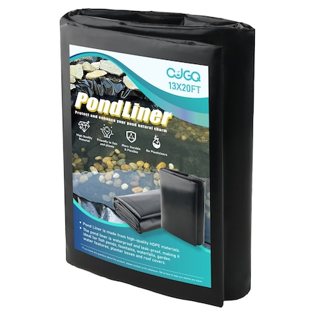 Wrightmaster 13 ft. x 20 ft. HDPE Pond Liner Anti-UV and Corrosion Resistance for Fish/Koi Ponds Water Gardens ZROX43PGOJF