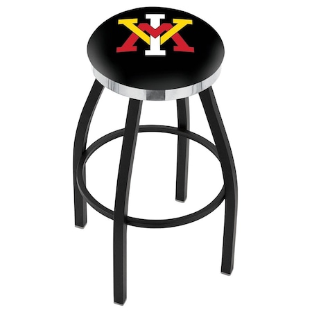 Holland Bar Stool Co 25" Blk Wrnkl Virginia Military Institute Swivel Bar Stool, Chrome Ring L8B2C25VAMilI