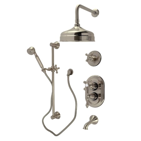 Kingston Brass Thermostatic Tub and Shower System, Brushed Nickel KSK36380AX