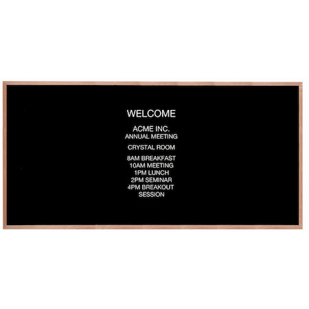 Aarco Open Faced Oak Framed Letter Board Message Center, 48''Hx96''W AOFD4896