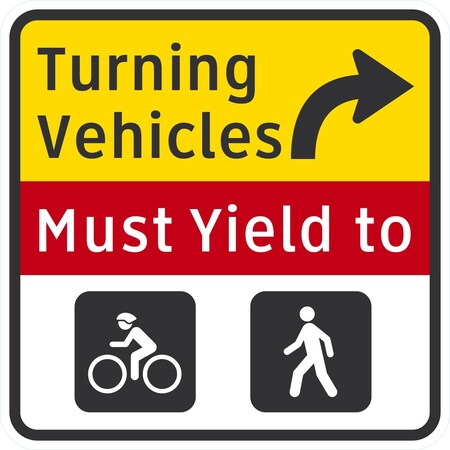 Lyle Turning Vehicles Must Yield To (with Right Arrow), 24x24, High Intensity Prismatic, White G-13794-HI_24x24