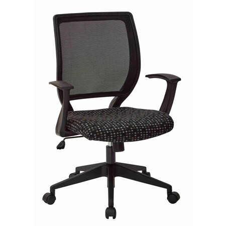 Office Star Products EM Series Screen Back Task Chair with "T" Arms, Fine Tune Onyx EM51022N-K101