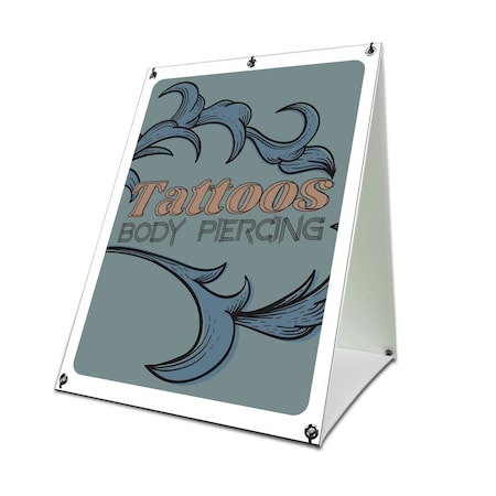 Signmission Tattoos Piercing, 36 Inch x 24 Inch A-frame Yard Sign, Coroplast Yard Sign SBC-2436-30427