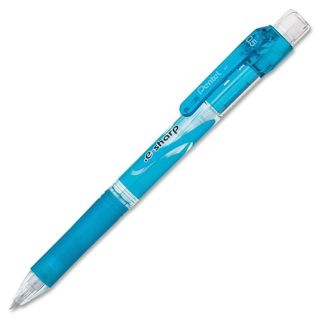 Pentel .e-Sharp Mechanical Pencil, 0.5 mm, HB #2.5, Black Lead, Sky Blue Barrel, Dozen AZ125S