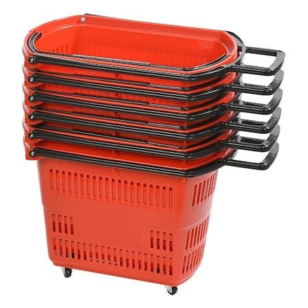 Specialty Store Services Shopping Basket, Red, 14-1/2 in L, Qty 6 29151RS