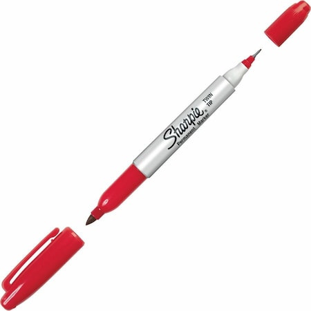Sharpie Permanent Marker, Red, Twin Tip, 12 PK 32002