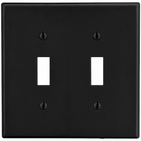 Hubbell Wiring Device-Kellems Wallplate, Mid-Size 2-G, 2) Toggle, Black PJ2BK