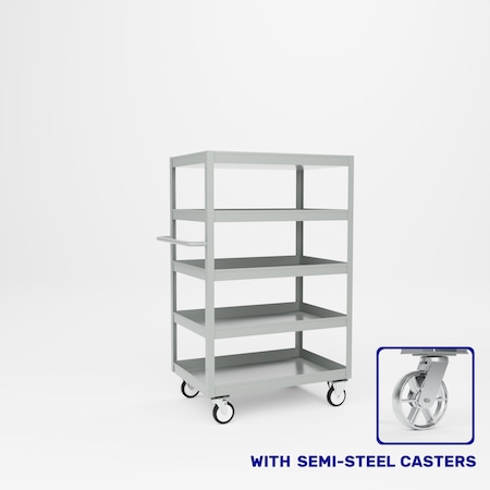 Pucel Five Shelf Heavy Duty Stock Cart, 24 in W x 58 3/4 in H x 36 in D, Putty L-2436-S