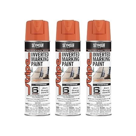 Seymour Midwest Stripe 6-Series Inverted Ground Marking Paint, Alert Orange net 17oz., 3PK 20670-3