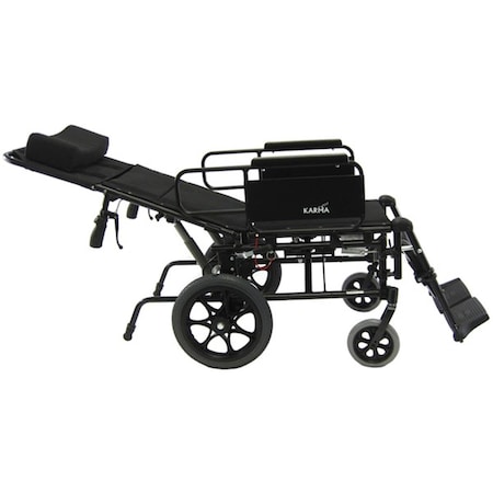 Karman Healthcare 18 in. seat Lightweight Reclining Transport Wheelchair with Removable Desk Armrest KM5000F-TP