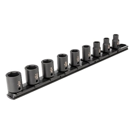 Tekton 3/8 Inch 6 Point Impact Socket Set, 9 Pieces (5/16-3/4 Inch) - SID91100