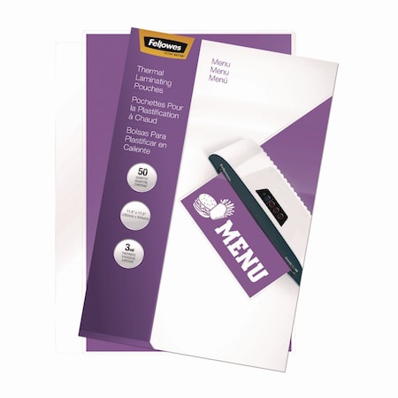 Fellowes Laminating Pouches, 3 mil, 11.5in x 17.5in, Gloss Clear, 50PK 52013