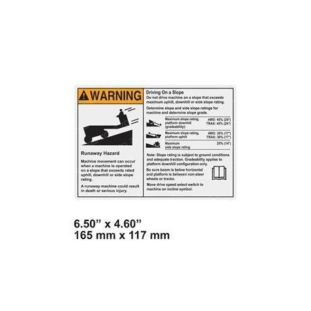 Genie REPLACEMENT DECAL, WARNING RUNAWAY 1284672GT