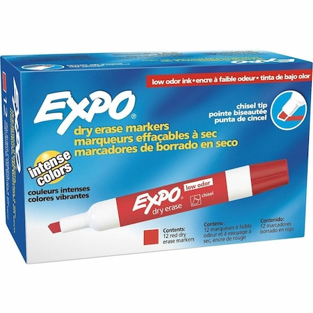 Expo Dry Erase Marker, Chisel Tip, Red PK12 Low Odor 80002