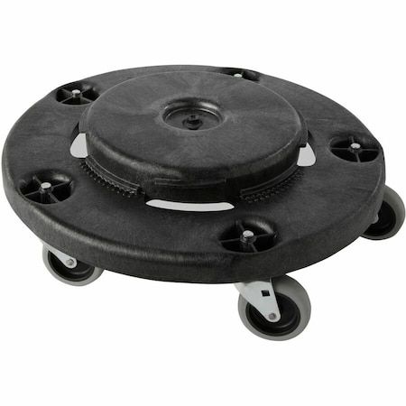 Rubbermaid Commercial Brute Round Twist On/Off Dolly, 250 lb Capacity, 18dia x 6.63h, Black FG264000BLA