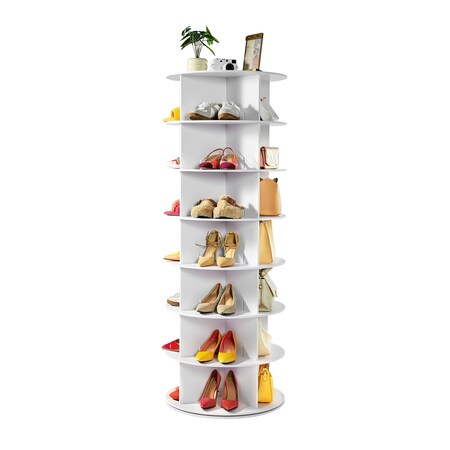 Vevor 7 Tiers Rotating Shoe Rack Tower 360 Deg Spinning Shoe Rack Display White OY-XZXJ-09-7