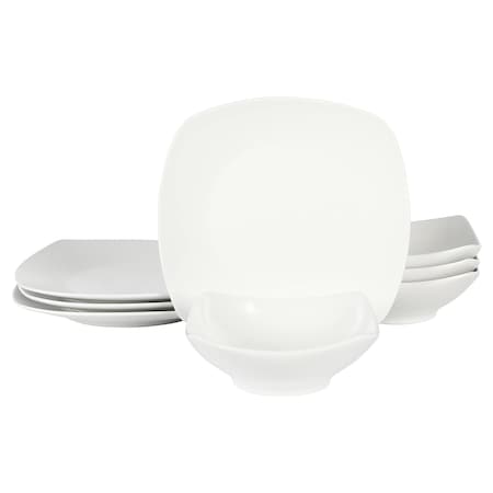 Gibson Home Zen Buffetware 8 Piece Fine Ceramic Dinnerware Set In Matte White 136824.08R