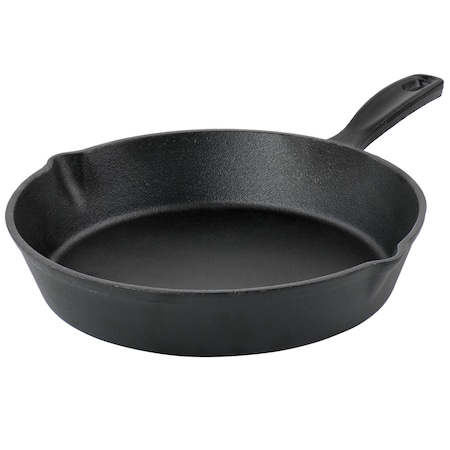 Oster Castaway 10 Inch Round Cast Iron Frying Pan with Dual Spouts 130015.01