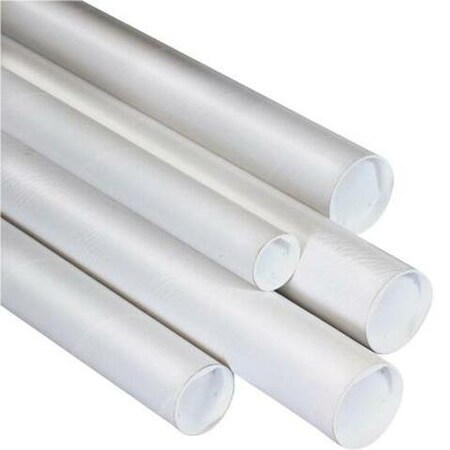 Partners Brand Mailing Tubes with Caps, 2" x 24", White, PK50 P2024W