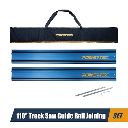 Powertec 110in Track Saw Guide Rail Joining Set for Milwaukee Track Saws w/ 2 Guide Rail Connectors 72154