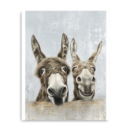 Homeroots Cute Donkeys Canvas Unframed Print Wall Art 398960