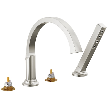 Delta Tetra Roman Tub Trim With Hand Shower In Lumicoat Stainless T4788-SS-PR-LHP
