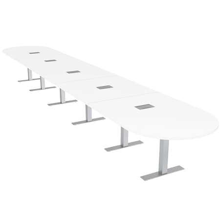 Skutchi Designs 22 Person Conference Table With Power Unit | 22' Racetrack Table | Harmony Series HAR-RAC-48X264-T-W960-ESIL