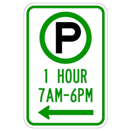 Sign Solutions Usa Parking Sign, 12 in W, Aluminum Sign, White DUS06DWT1218R7-23AL