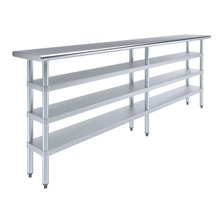 Amgood 14in D x 96in L Stainless Steel Table, Three Undershelves AMG WT-1496-3SH-Z