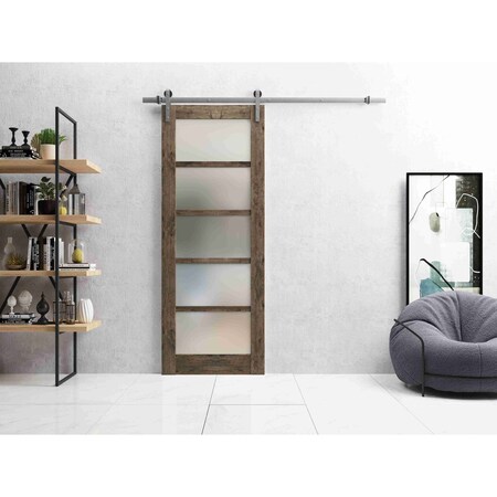 Sartodoors Sturdy Barn Door Oak 30x80 Solid Core Modern Interior QUADRO4002BD-S-AKA-30