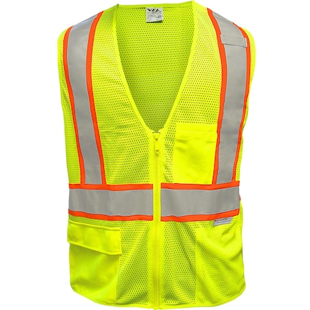 Reflective Apparel ANSI Type R Class 2 Seven Pocket Mesh Breakaway Vest with X-Back 505SX-LM-6X