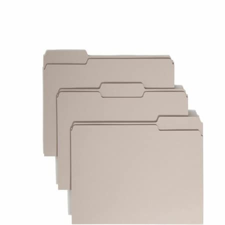 Smead Pressboard Folder, 1/3-Cut Tab, Gray, PK100, Tab Cut: 1/3 12343