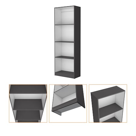 Homeroots 71" Gray And White Wood Four Tier Bookcase 546194