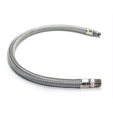 Hands On 24 in Stainless Steel Braided Leader Hose with Check Valve HA757510