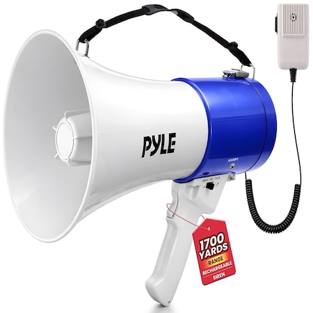 Pyle 50W Portable Megaphone Bullhorn Speaker, Blue PMP54INBL