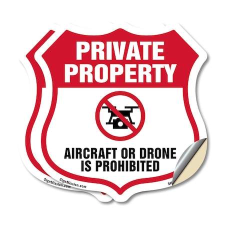 Signmission No Drone Shield Sign Aircraft Or Drone I, 18 inch X 18 inch, Vinyl Decal, 2PK SHI-D-2PACK-18-391