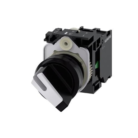 Siemens Selector switch, illuminable, 22 mm, round, plastic, white, knob 3SU1103-2BF64-1BA0